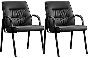 BoisKom Office Guest Reception Chair Set of 2, Conference Room Chairs Waiting Room Chairs 2 Pack, Modern Leather Office Desk Chair No Wheels.