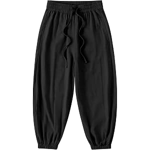Spring&Gege Boys Linen Harem Pants Baggy Boho Hippie Yoga Beach Trousers with Drawstring Elastic Waist
