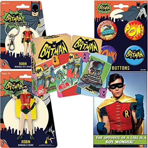 PopShoppes Robin (Batman Classic TV Series) PopBox (Bendable Figure, Playing Cards, Bendable Keychain, Magnet and Button Set)