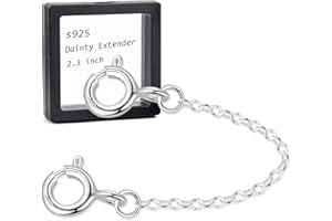 WZHE Necklace Extender Sterling Silver for Women 925 Bracelet Safety Security Extension Chain for Dainty Jewelry 2.4" Length