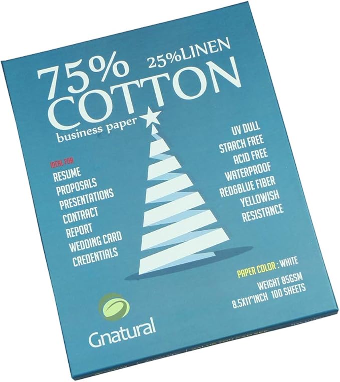 75 Cotton 25 Linen Paper 85gsm Inkjet Laser Printing Paper 8 5 X11 White Color 100sheets Waterproof Cotton Paper Amazon Ca Office Products 75 Cotton 25 Linen Paper 85gsm Inkjet Laser Printing Paper 8 5 X11 White Color 100sheets Waterproof Cotton Paper Amazon Ca Office Products