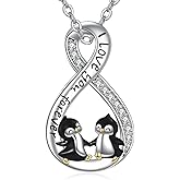 URONE Penguin Necklace for Women 925 Sterling Silver Cute Penguin Pendant Animal Jewelry Gifts