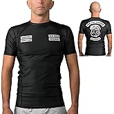 Gold BJJ Combat Club Rash Guard - Short Sleeve No-Gi and Gi Jiu Jitsu Rashguard for Men and Women, Black