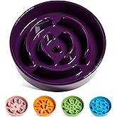 LE TAUCI Dog Bowls Slow Feeder Ceramic, 1.5 Cup Slow Feeding Bowl for Small and Medium Breed, Puzzle Dog Food Bowl for Fast Eater, Maze Purple