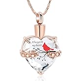 Yinplsmemory Cremation Jewelry Red Cardinal Urn Necklace for Ashes for Women Always in My Heart Urn Locket Pendant Memorial Jewelry