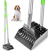 TOOGE Pooper Scooper, Dog Pooper Scooper Long Handle Stainless Metal Tray and Rake for Medium Small Dogs Heavy Duty Pet Suppl