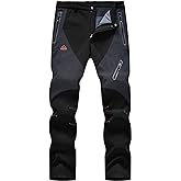 YSENTO Men's Fleece Lined Ski Snow Pants Winter Waterproof Softshell Insulated Hiking Cargo Pants