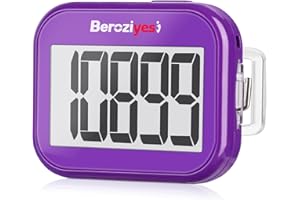 BEROZIYESI 3D Pedometer for Walking, Simple Step Counter for Walking with Removable Clip and Lanyard, Accurate Pedometers for Steps, Step Tracker with Large Display for Men Women and Kids (Purple)