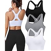 Evercute Racerback High Support Bras Adjustable Sports Bras for Women 3/4 Pack Seamless Padded Workout Bras Yoga Athletic Bra