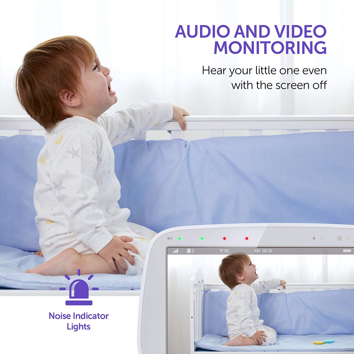 Baby Monitor, VAVA 720P 5" HD Display Video Baby Monitor with Camera and Audio, IPS Screen, 900ft Range, 4500 mAh Battery, Two-Way Audio, One-Click Zoom, Night Vision and Thermal Monitor: Baby
