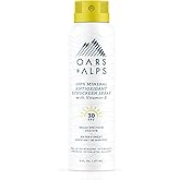 Oars + Alps Sunscreen Spray for Face & Body, SPF 30 Spray Sunscreen Infused with Vitamin E & Antioxidants, No White Residue, Water & Sweat Resistant, All Skin Types, Lightweight, Hydrating, 6oz