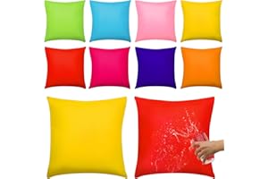 Mixweer Set of 8 Outdoor Furniture Pillow Covers Waterproof Decorative Colorful Pillowcases 18 x 18 Inch Hidden Zipper Pillow Covers for Outside Entertaining Area Sun Room Patio Sofa(Bright Color)
