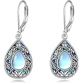 Vadmans Teardrop Earrings Sterling Silver Tree of Life/Cross/Witch Knot Dangle Drop Earrings Moonstone Jewelry Gift for Women Wife Mother