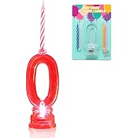 Multicolor Flashing Number Candle Set, Novelty Place Color Changing LED Birthday Cake Topper with 4 Wax Candles (Number…