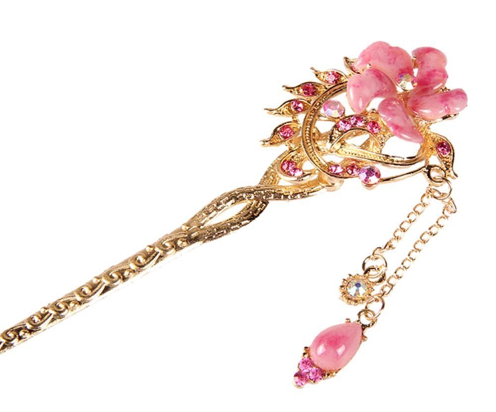 Amazon Com Vintage Chinese Women S Crystal Flower Pink Hair