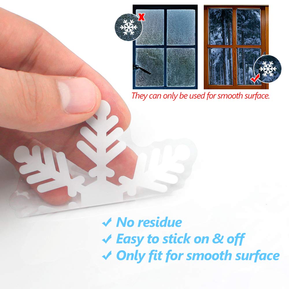 LUDILO 135Pcs Christmas Window Clings Snowflakes Window Decals Static Window Stickers for Christmas Decorations Windows Décor Ornaments Xmas Party Supplies Thanksgiving Party Décor