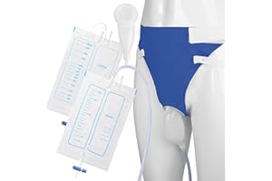YOOGUSTO Wearable Urinal Bag Leak-Proof Anti-Reflux with Reusable Silicone Urine Catheter (2000ml & 1000ml), Portable External Urine Collector Ultimate Comfort for Men Blue