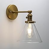 Phansthy Antique Industrial Wall Sconce 1-Light 7.3 Inch Cone Wall Light Fixture for Bathroom Kitchen Bedroom(Antique)