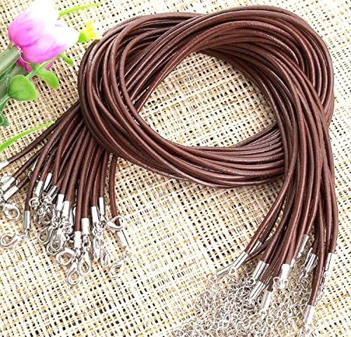 Vikeva 10 Brown Leather Necklace Cord String Strap 2mm + Clasp