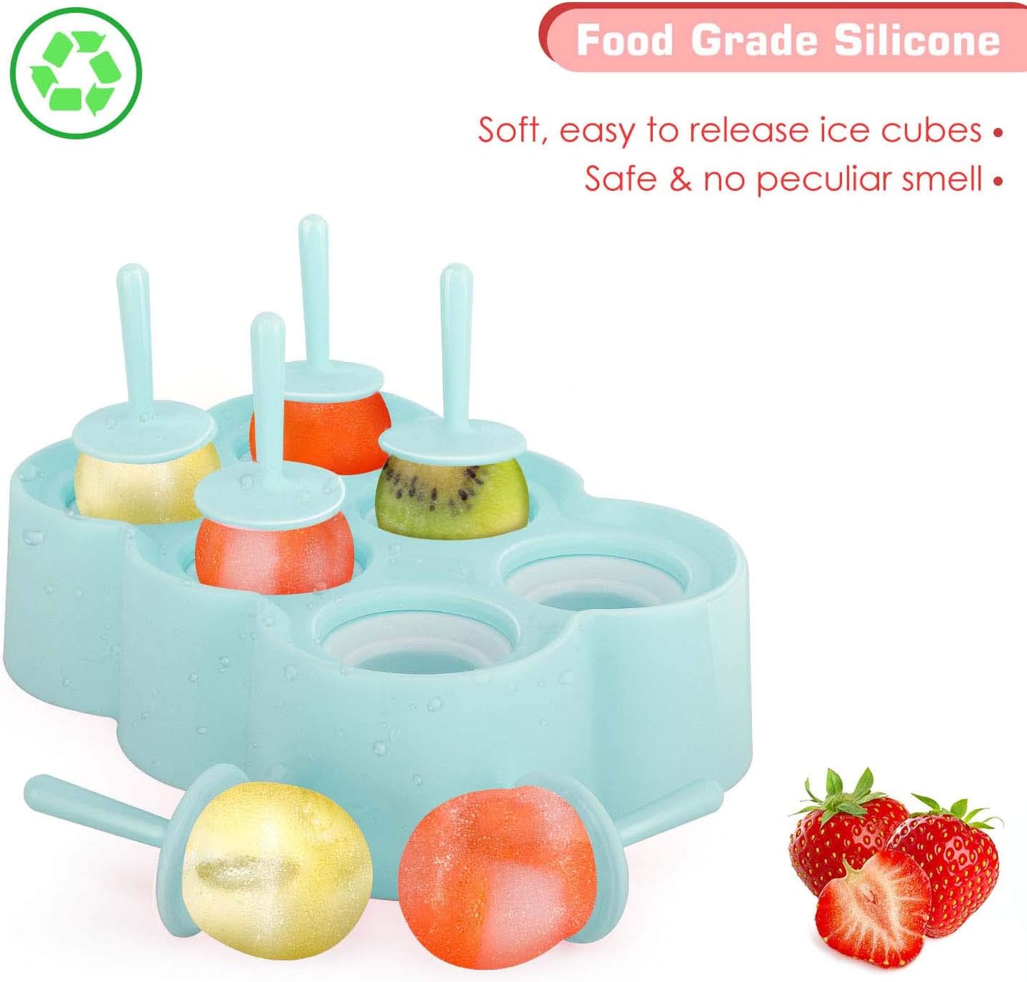 NERTHUS Stampini Per Ghiaccioli Fatti In Casa | 6 Stampini Con Vassoio - Foto 4