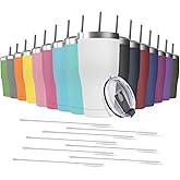 Deitybless 16 Pack 30oz Stainless Steel Tumblers Bulk Reusable Travel Mugs with Lid, Double Wall Powder Coated Coffe Cup for Home, Office, Outdoor Suitable for Vehicle Cup Holders