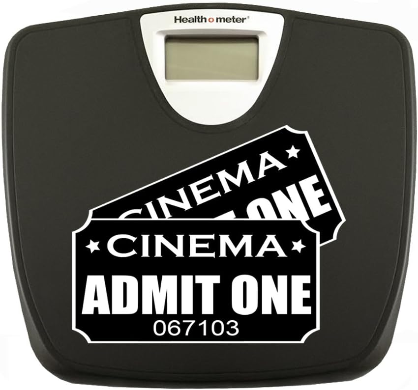 The Furniture Cove New Black Digital Bathroom Weight Scale Featuring Admit One Movie Tickets Logo