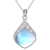 SDOPIR Moonstone Necklace for Women Sterling Silver Moonstone Pendant Jewelry Gifts for Women