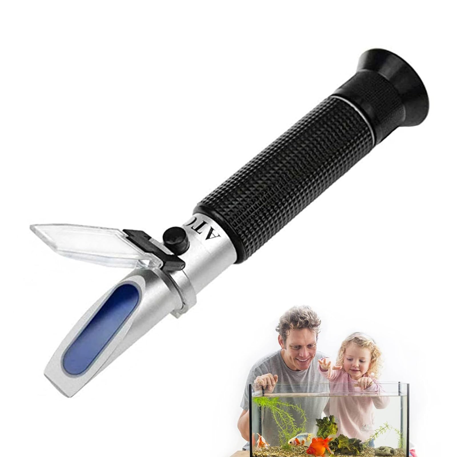 Retoteng Salinity Refractometer, 0-100% Handheld Salinity Refractometer Dual Scale, with ATC Function, High Precision Digital Refractometer, Suitable for Aquarium, Marine Monitoring, Saltwater Testing