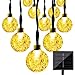 LightsEtc Solar String Lights 20 LED 15.7 Feet Warm White Crystal Ball Garden Home Decoration