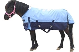 Gallopoff Mini Horse/Pony/Foal/Miniature Size 36"-51" Lightweight Waterproof & Breathable 1200 Denier Turnout Blanket with No Filling Lightblue 45"