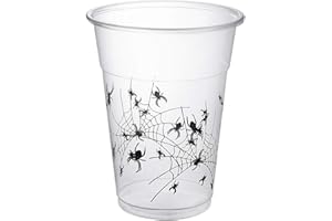 Party Essentials Supplies 20-Count Soft Plastic 16-Ounce Halloween Party Cups/Pint Glasses, Spider Print, One size (SD162042)