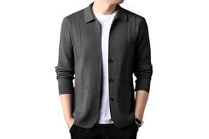 Men's Casual Lapel Knitted Cardigan Solid Color Sweater With Pockets