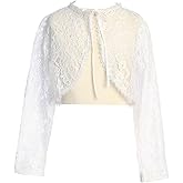 Made in USA - White Lace First Communion Bolero for Girls - Little Cardigan Short Shrug Sweater Jacket for Flower Girl