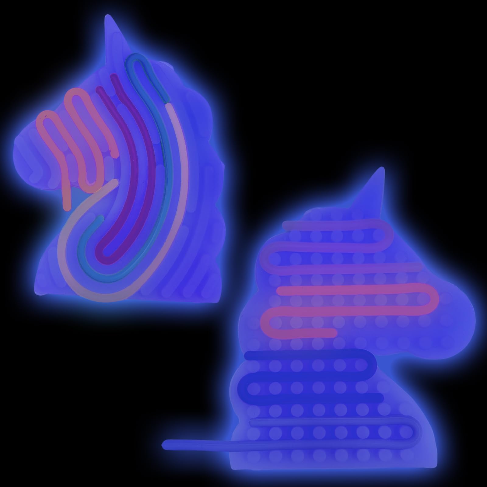 Felicify Push Peel Sensory Board, 2PCS Sensory Activity Board Luminous with 22 Strings, Silicone Fidget Toy, Double Side Fidget Toy, Sensory Toys for Kids and Adults with ADHD ADD Autism (Unicorn)