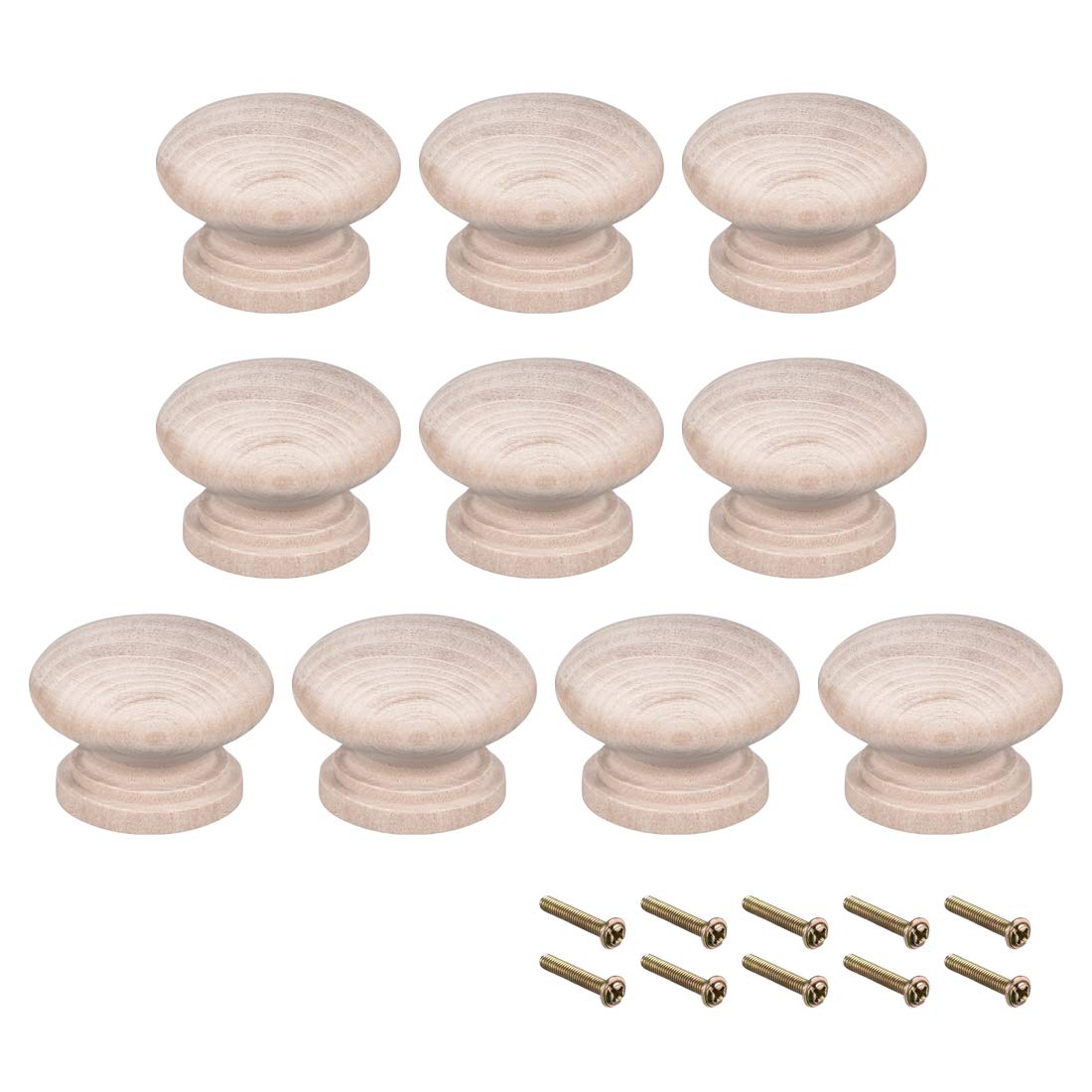 sourcing map Round Wood Knobs,10Pcs 35mm Dia Cabinet Furniture Kitchen Pulls Handles for Dresser Drawer Wardrobe, Wood