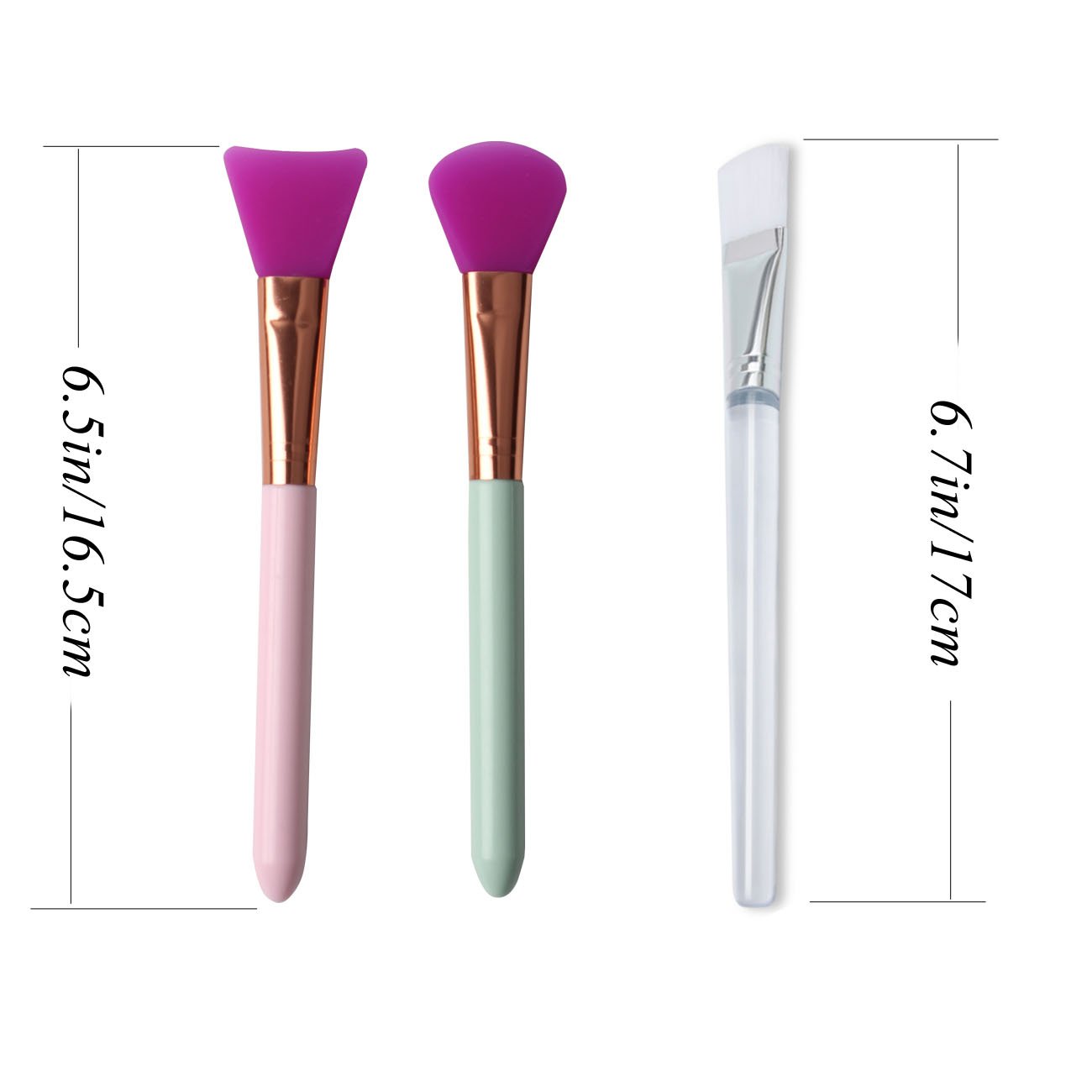 Keycute Facial Mask Brush For Home DIY Face Mud Mask Mixing Comestic Skin Care Silicone Brush applicator Set With Kitty Pink Headband 4 Pack