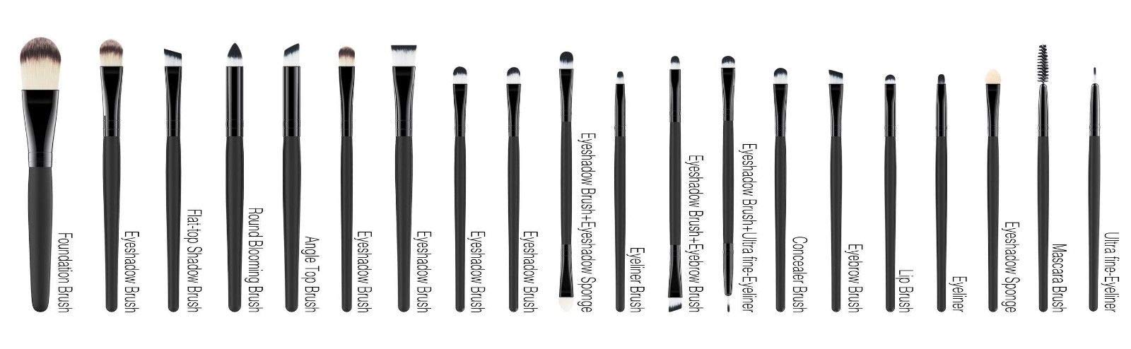 Premium Quality Professional Luxury Makeup Brushes Set 20 PCs Foundation Eyeshadow Flat-top Shadow Blooming Angle Top Eyeshadow Eyebrow Eyeshadow Sponge Eyeliner Ultra fine-Eyeliner Concealer Lip