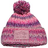 Robin Ruth Alaska Beanie Hat Bulky Knit Quality Variegated Heavy Pinks Pom Pom