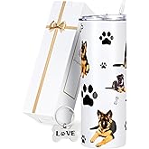 GINGPROUS German Shepherd Gifts Dog Mom Gifts for Women, Gifts for Dog Lover Dog Owners Dog Trainer Dog Groomer, 20 Oz Insulated Stainless Steel Tumbler with Straw,Cute German Shepherd Pattern