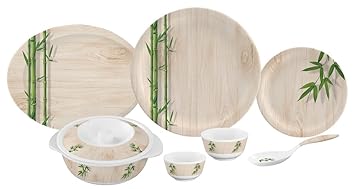 Servewell Bamboo Delite Round Melamine Dinner Set, 31-Pieces, Beige