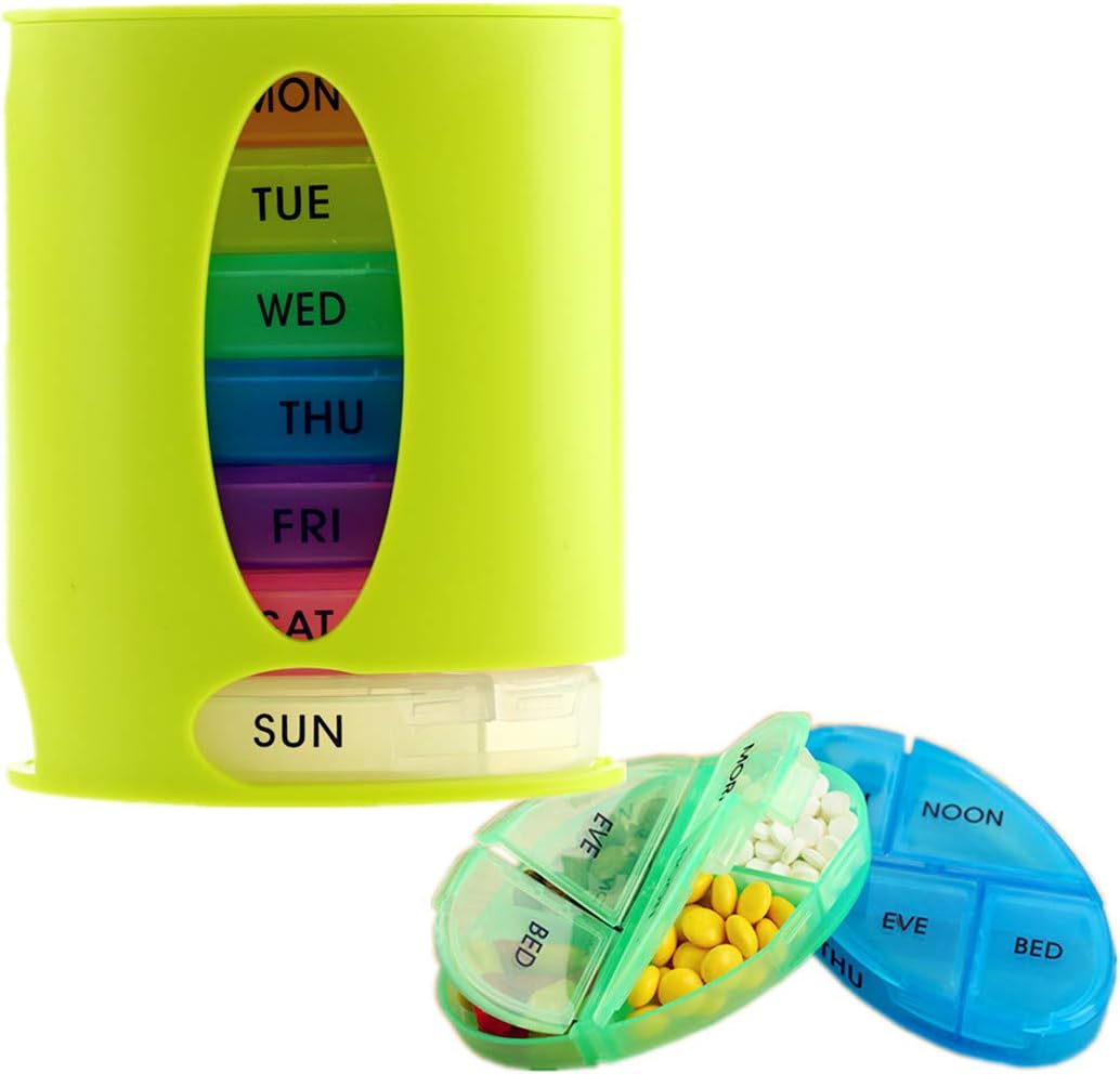 Weekly Pill Box Organiser/Reminder for Medicines Supplements BPA Free Handy Small Case for Each Day of The Week 4 compartments per Day