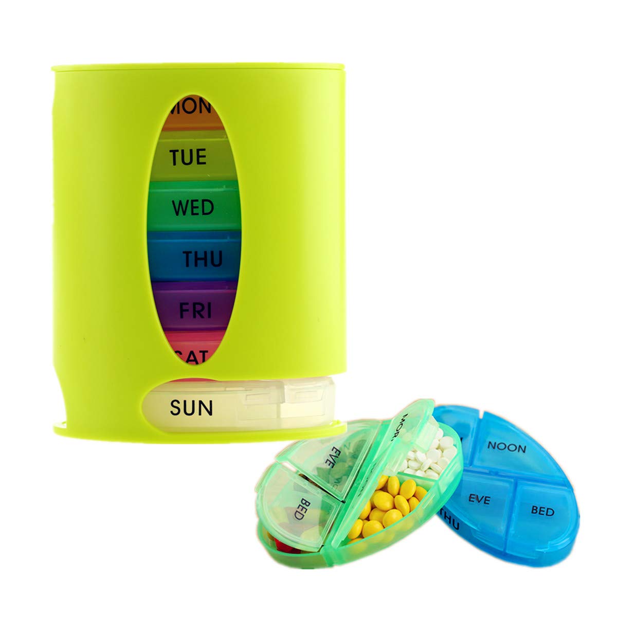 Weekly Pill Box Organiser/Reminder for Medicines Supplements BPA Free Handy Small Case for Each Day of The Week 4 compartments per Day