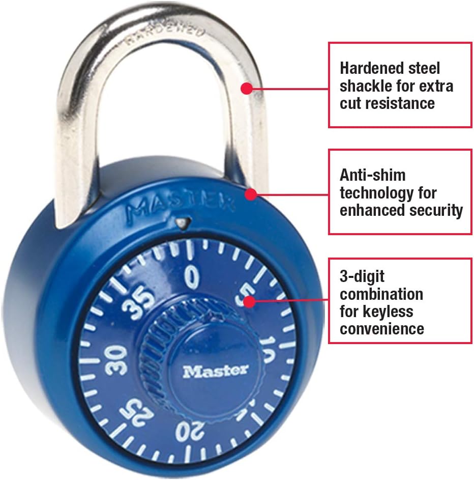 Master Lock 1530DCM Locker Lock Combination Padlock, 1 Pack, Assorted Colors - Combination Padlocks - 