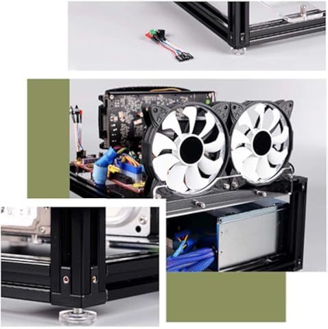 Exliy ATX Gaming Computer Case Soporte Sistema de refrigeración por Agua, ITX Motherboard Test Bench Marco al Aire Libre Computer Case Soporte de Aluminio DIY Bare Frame(Negro)