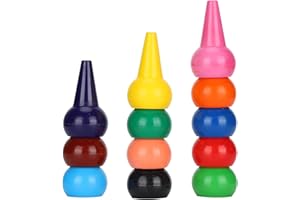 Keenso Crayons de peinture à la paraffine empilables 3D PalmGrip 12 couleurs pour tout-petits, crayons à haute température, i