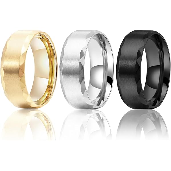 Anillos Giratorios Para Ansiedad Hombre - Acero Inoxidable Negro Y Dorado, Múltiples Tamaños