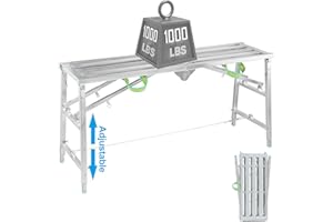 ZxaeuDo Folding Steel Scaffolding Ladder 5.3 ft,Multi Purpose Platform, Home Engineering Portable Workbench-1000-Pound-Capaci
