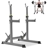 K KiNGKANG Squat Rack, 600lbs Adjustable Barbell Rack for Home Gym | Heavy-duty steel frame, 600lbs max load, adjustable width 27.9-47.2 inches, compact foldable design, multi-function training