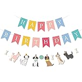 Elaliyi Dog Banner Happy Birthday Banner Dog Themed Happy Birthday Colorful Decoration Birthday Party Supplies
