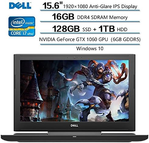 2018 Flagship Dell Inspiron 15 Gaming Notebook, 15.6" FHD Anti-Glare IPS Display, Intel Core I7-7700 (up to 3.8GHz), 16GB DDR4 SDRAM, 1TB HDD+128GB SSD, NVIDIA GeForce GTX 1060 GPU, Windows 10
